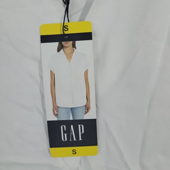 NEW Gap Womens White Short Sleeve Collared Blouse Size S Rayon & Lyocell// 25CT - Picture 6 of 7